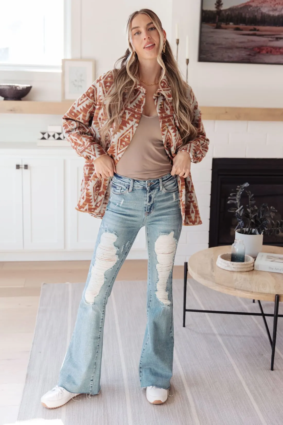 Flannel Shacket in Aztec Print