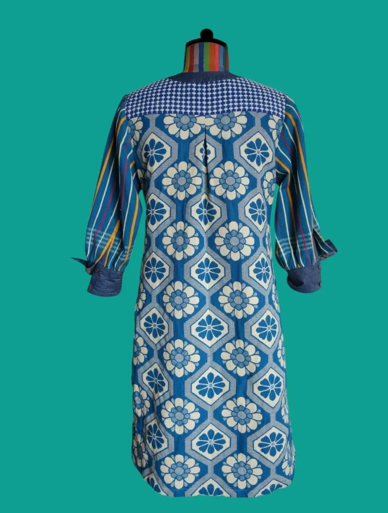 Flower Patterned Hand Woven Shirt Dress