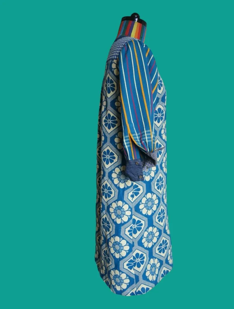 Flower Patterned Hand Woven Shirt Dress
