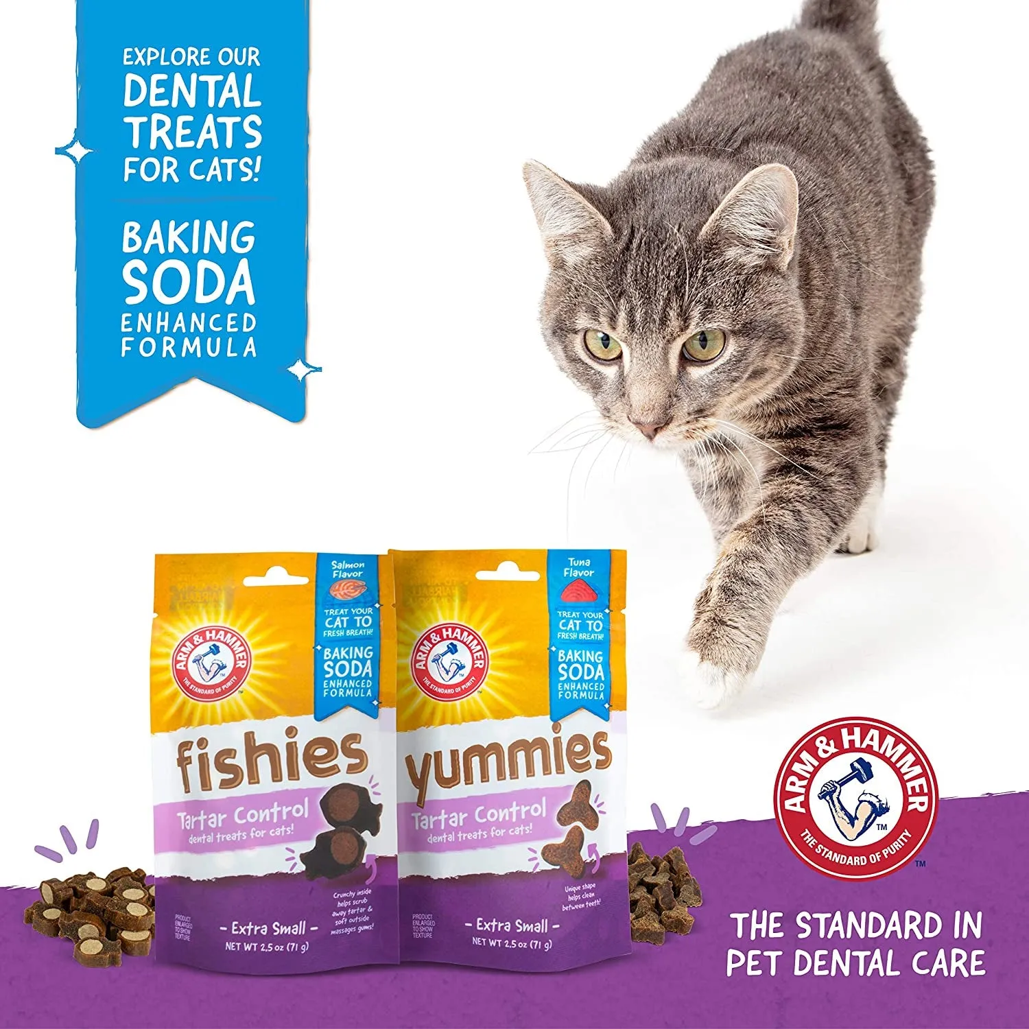 for Pets Cat Dental Treats - Tartar Control Cat Treats for Cat Dental Health, Cat Dental Care Arm and Hammer Treats for Fresh Breath, Cat Teeth Treats for Cats, Arm and Hammer Dental Chews for Cats
