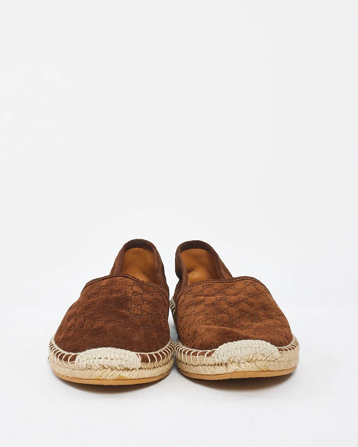 Gucci Brown Suede GG Guccissima Soft Espadrille - 38.5