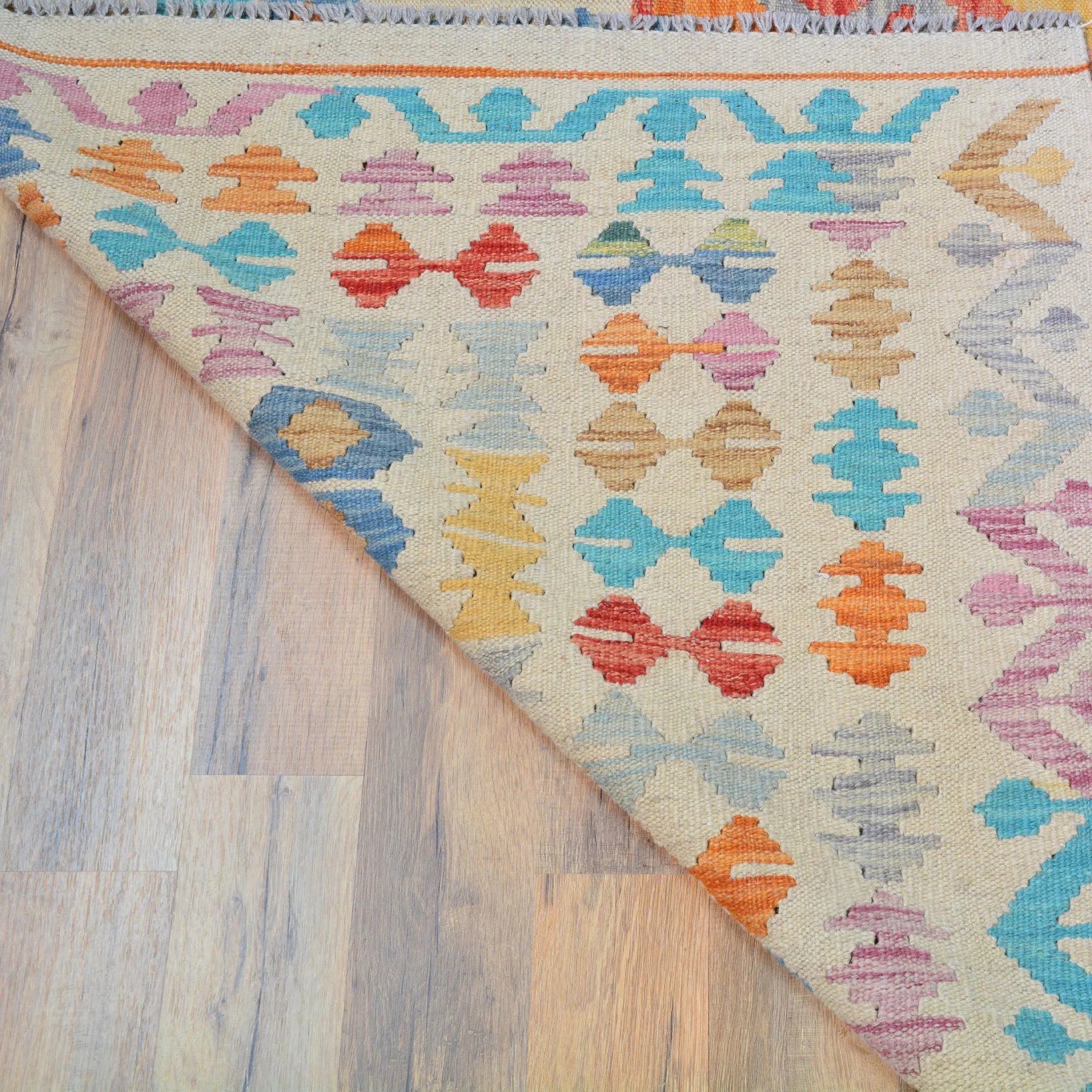 Hand-Woven Afghan Tribal Mimana Kilim Wool Rug (Size 10.2 X 16.0) Brrsf-591