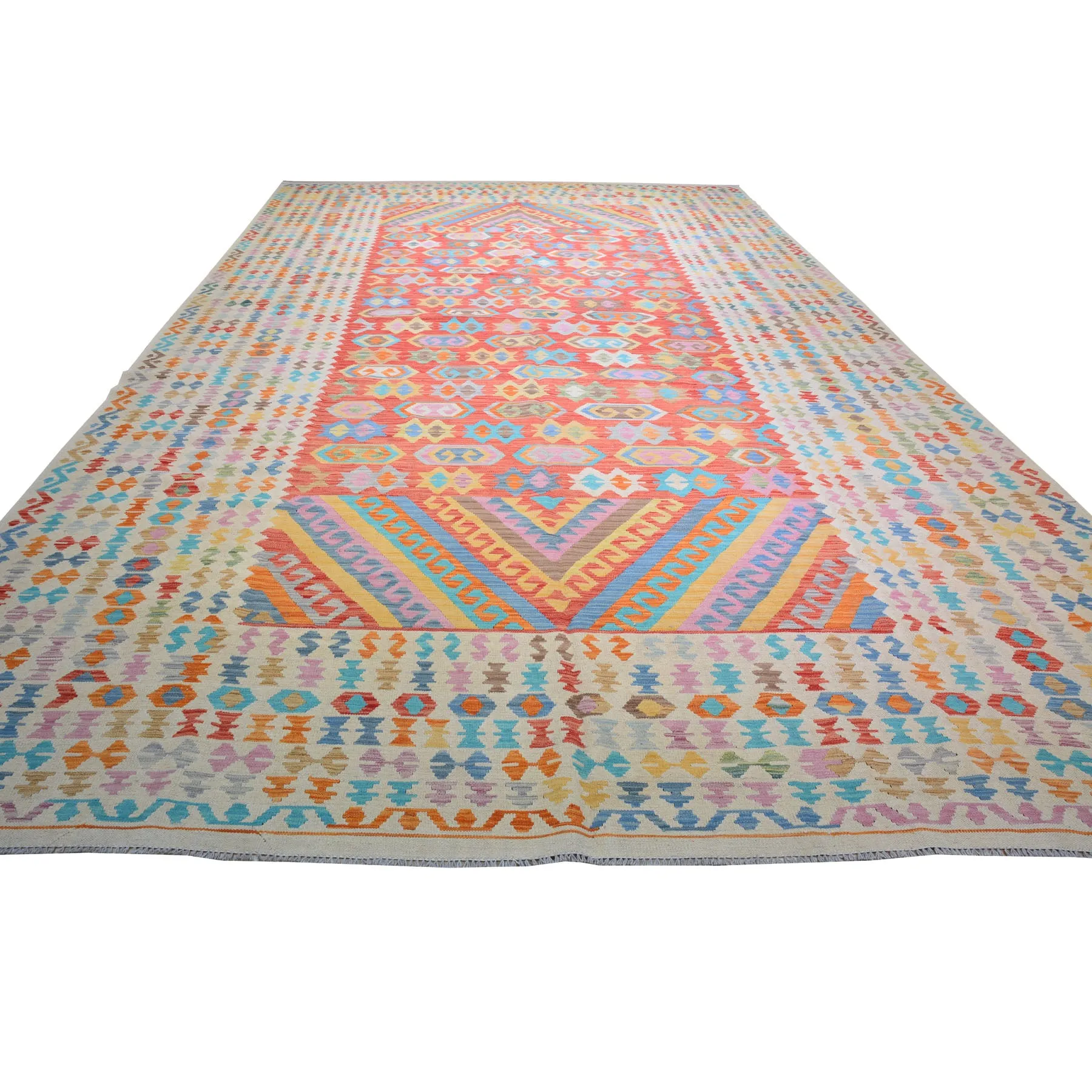 Hand-Woven Afghan Tribal Mimana Kilim Wool Rug (Size 10.2 X 16.0) Brrsf-591