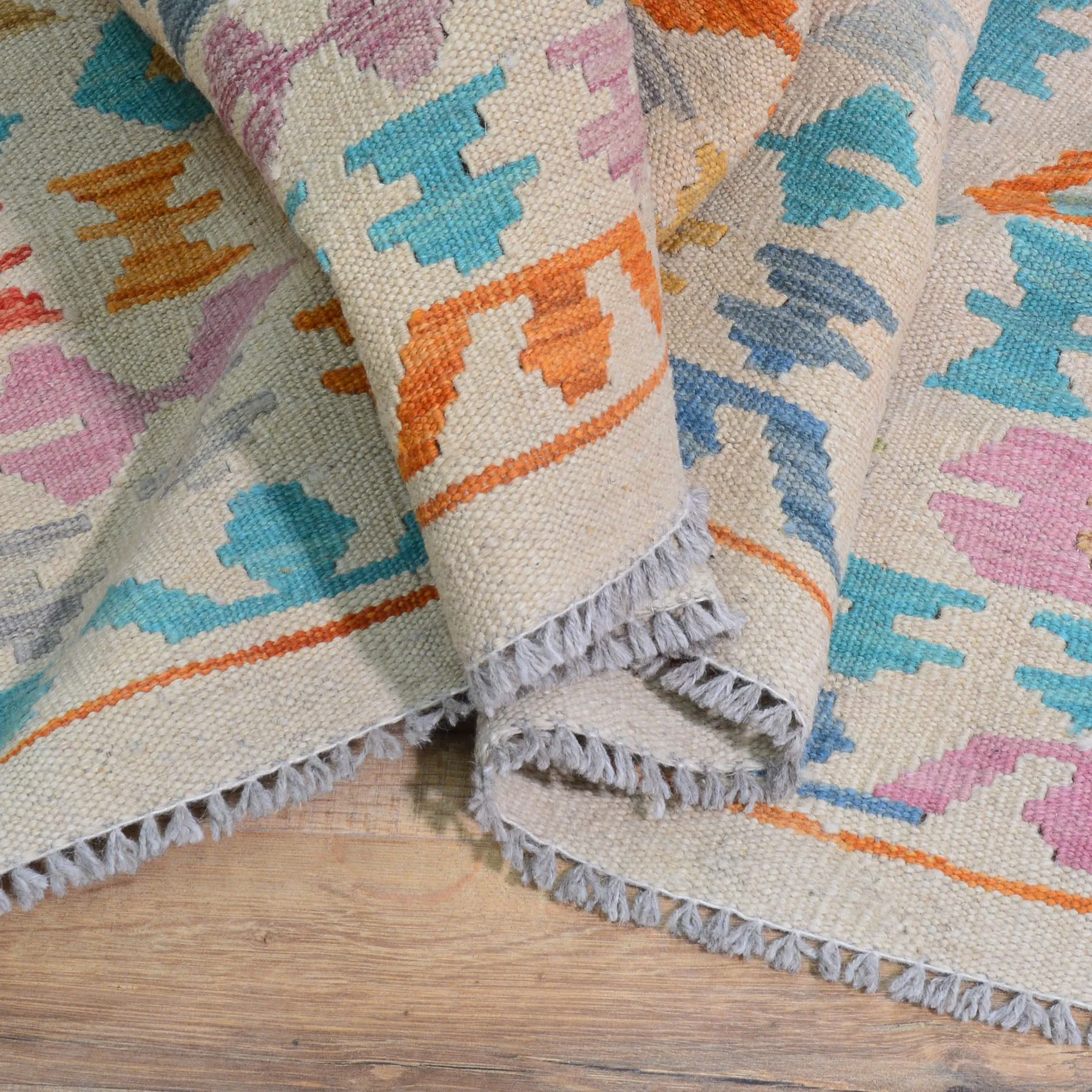 Hand-Woven Afghan Tribal Mimana Kilim Wool Rug (Size 10.2 X 16.0) Brrsf-591