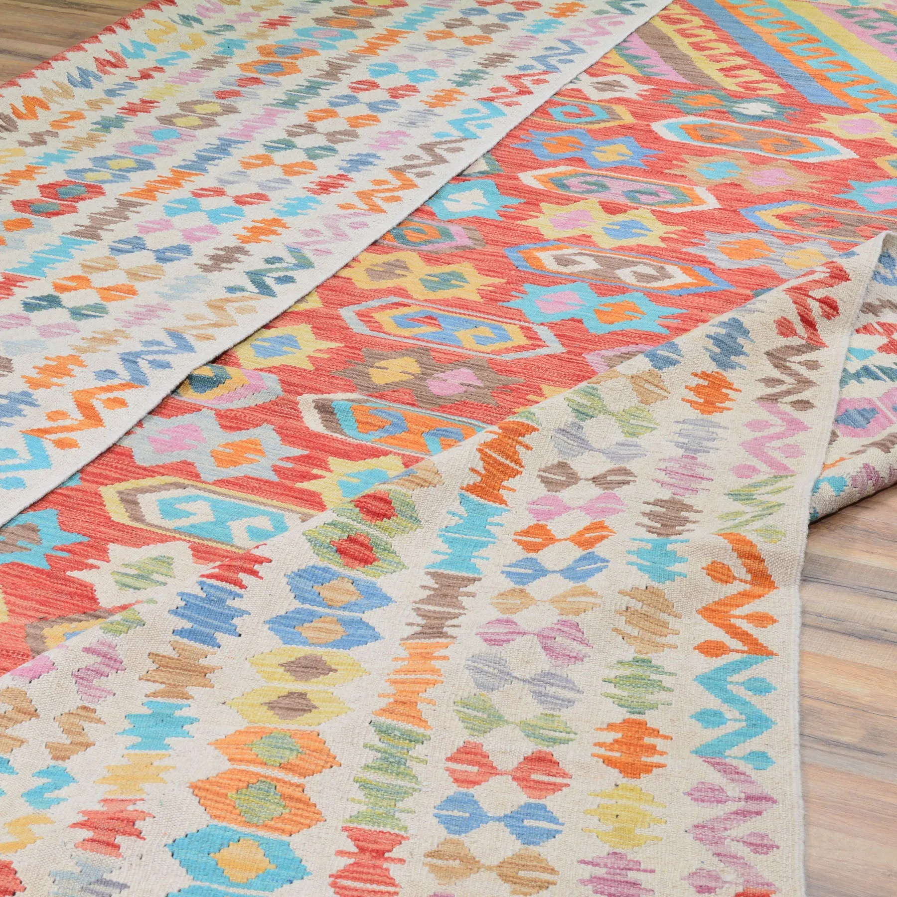 Hand-Woven Afghan Tribal Mimana Kilim Wool Rug (Size 10.2 X 16.0) Brrsf-591