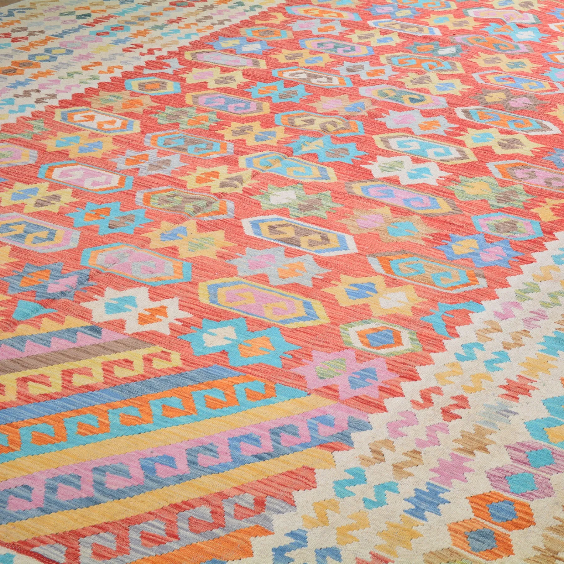 Hand-Woven Afghan Tribal Mimana Kilim Wool Rug (Size 10.2 X 16.0) Brrsf-591