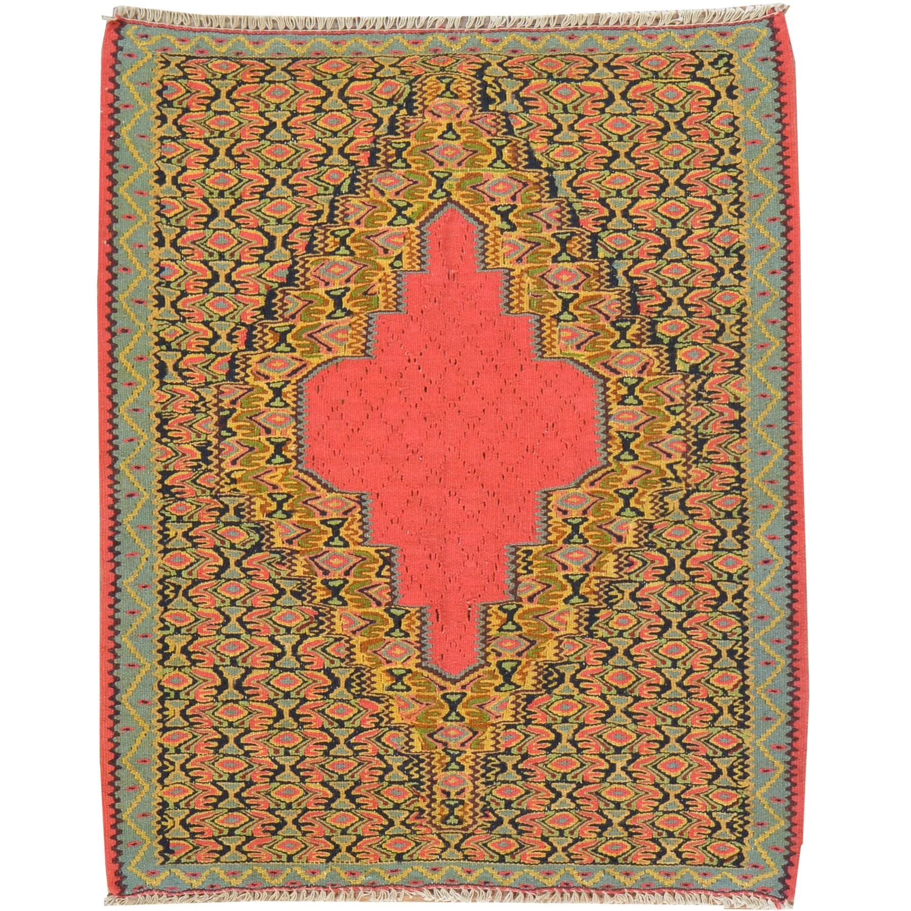 Hand-Woven Flatweave Authentic Senneh Kilim Tribal Handmade Wool Rug (Size 2.6 X 3.1) Brral-5004