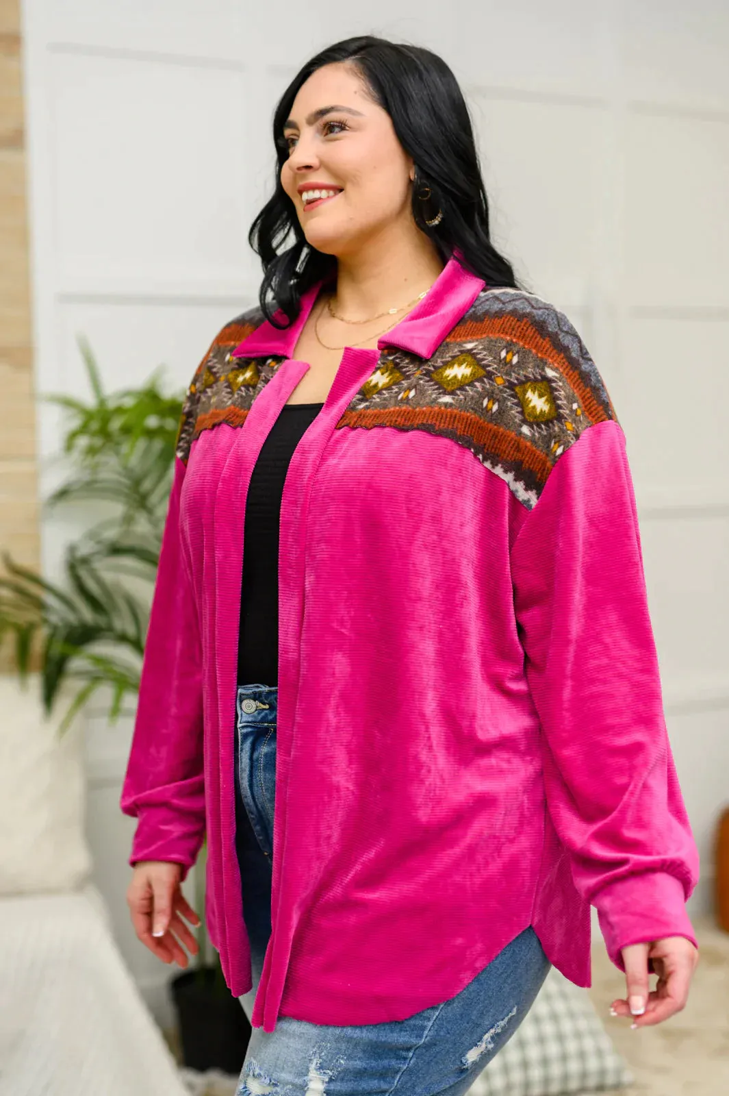 Hazel Blues® | Cozy Cabin Days Sweater in Magenta