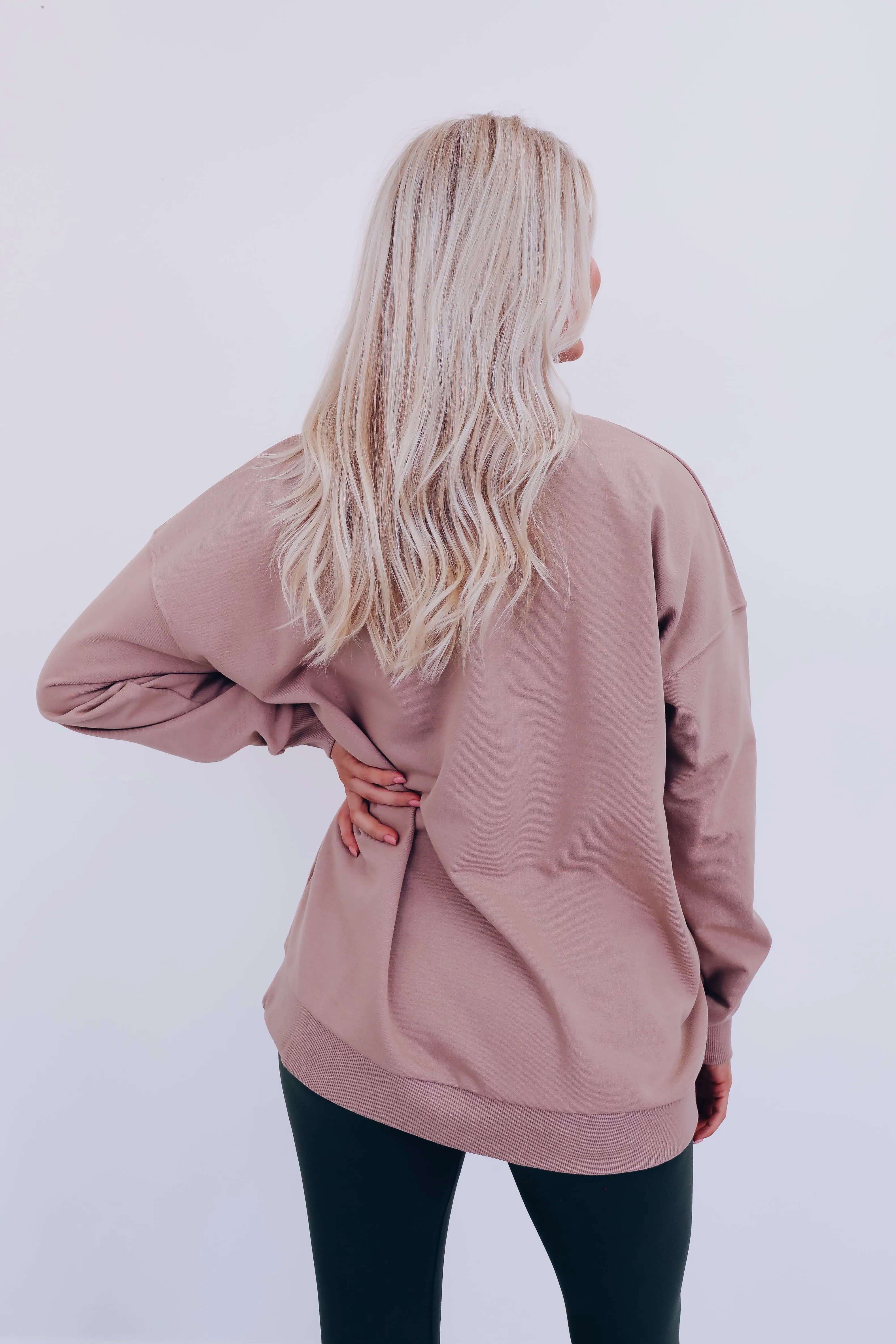 Hello Fall Oversized Graphic Sweatshirt - Tan