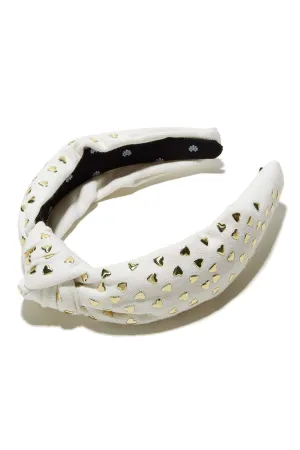 Ivory Woven Hearts Studded Headband