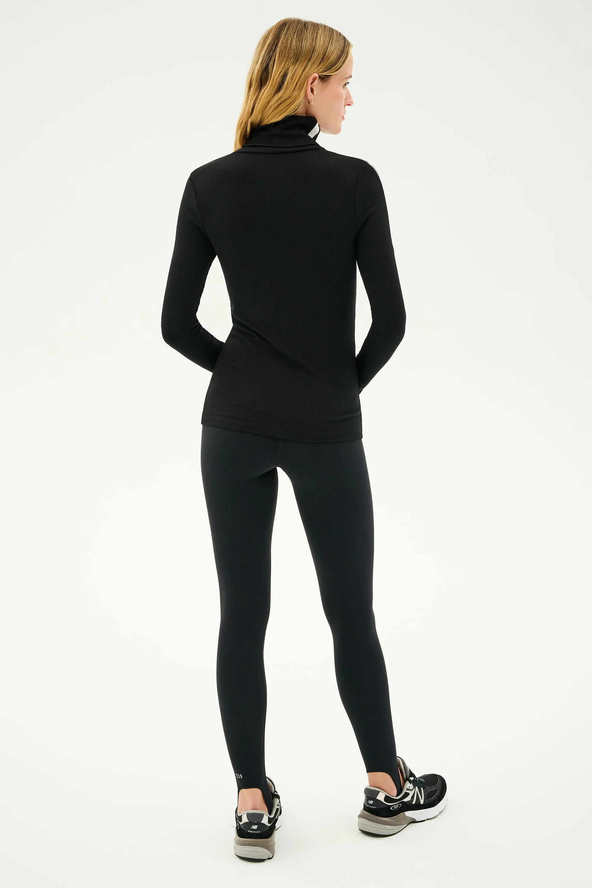 Jackson Rib Full Length Turtleneck - Black/White