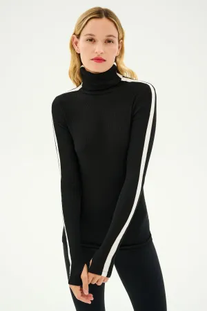 Jackson Rib Full Length Turtleneck - Black/White