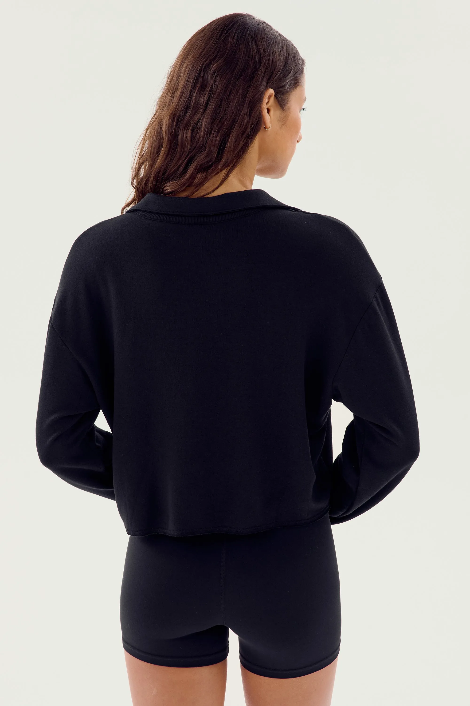 Joan Fleece Polo Sweatshirt - Black