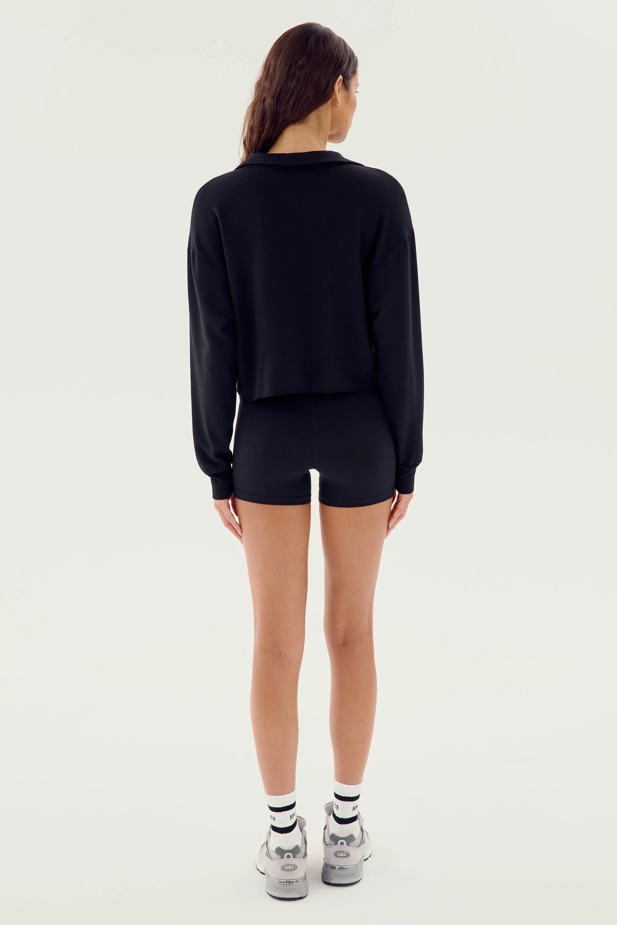 Joan Fleece Polo Sweatshirt - Black