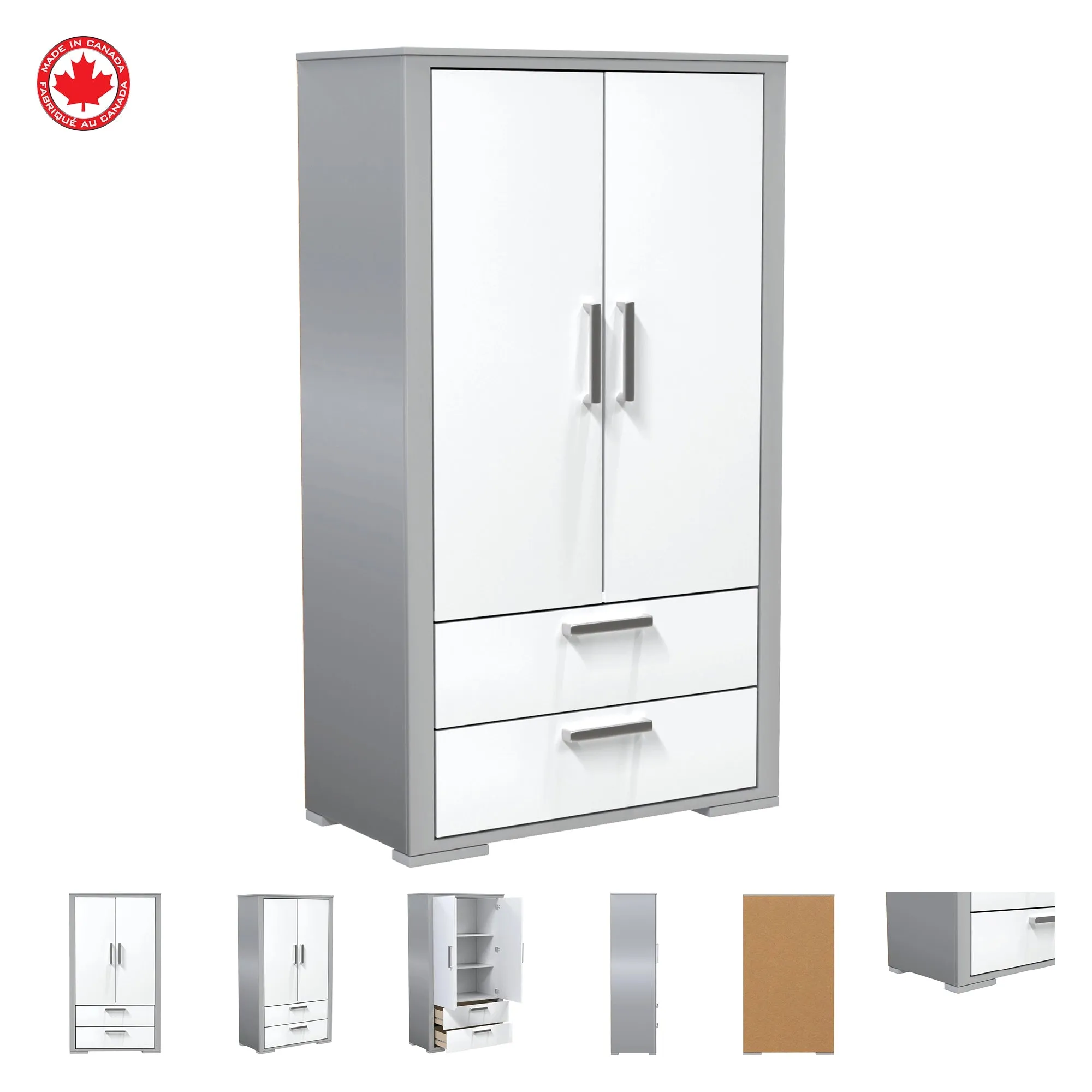 Karlstad Wardrobe - Light gray and white