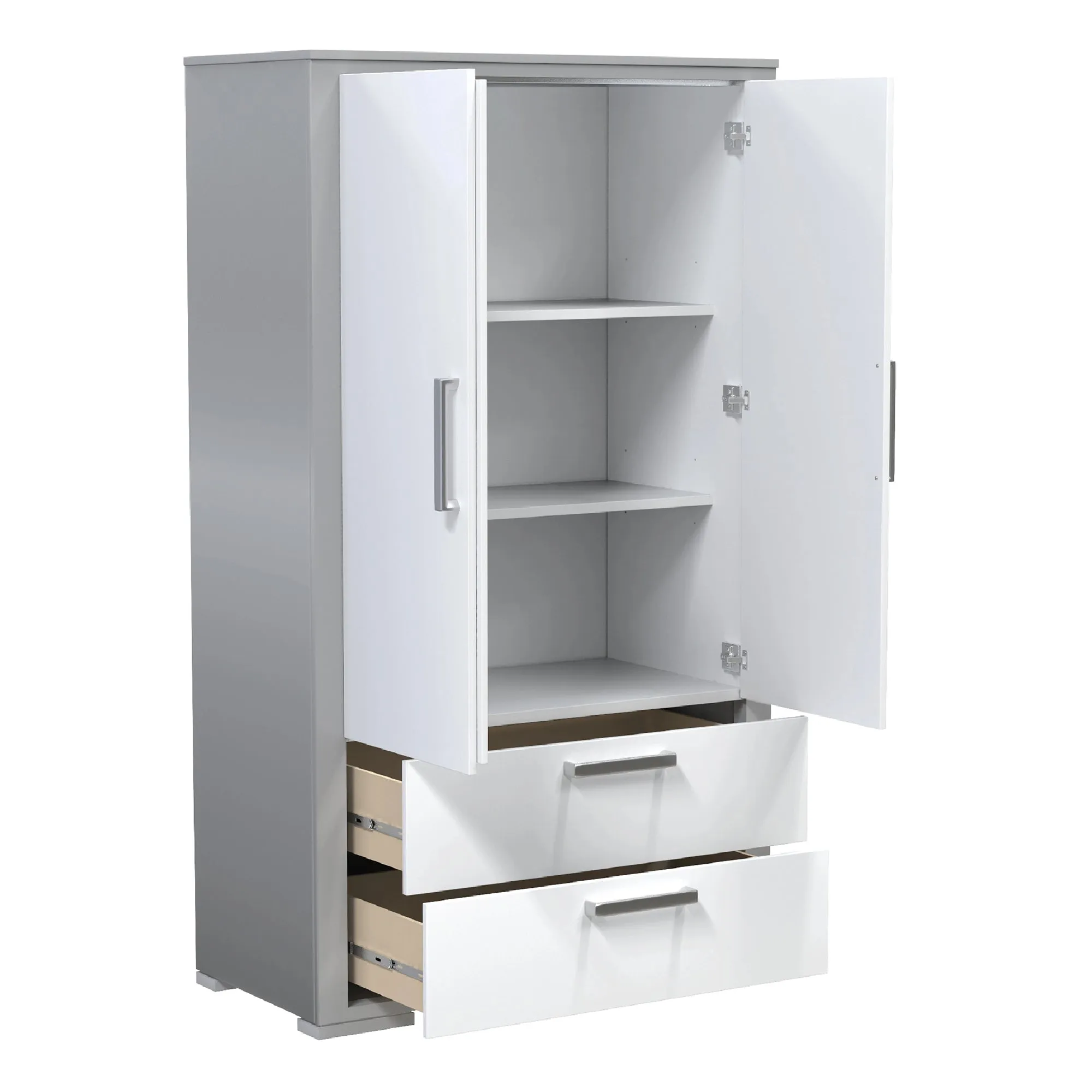 Karlstad Wardrobe - Light gray and white