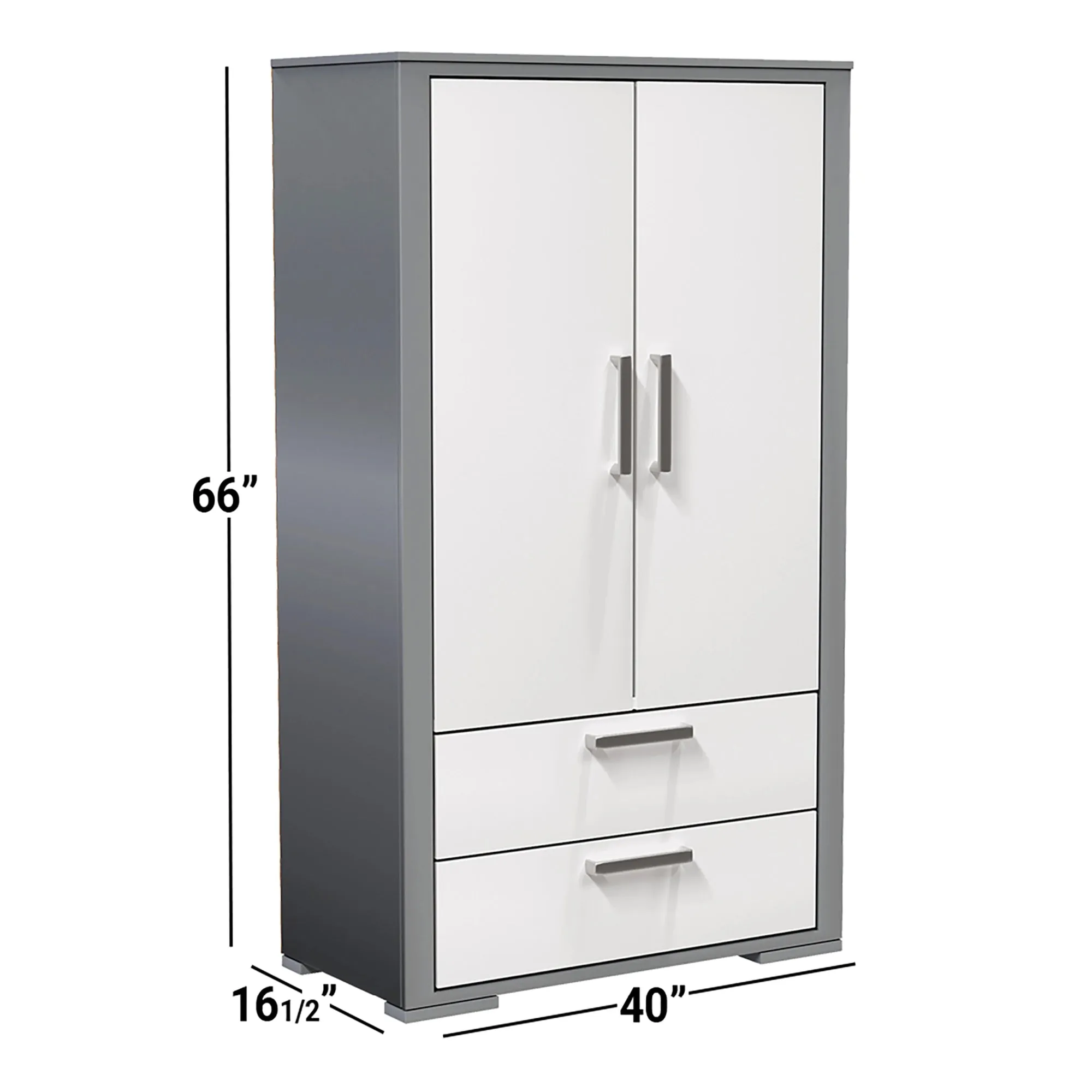 Karlstad Wardrobe - Light gray and white