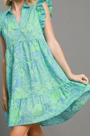 Kirsten Ruffle Cap Sleeve Dress