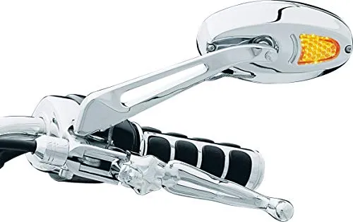 Kuryakyn 1431 Motorcycle Handlebar Accessory: Rear View Side Mirrors with Flat Glass and LED Turn Signal/Blinker Lights, Chrome, 1 Pair