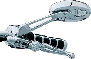 Kuryakyn 1431 Motorcycle Handlebar Accessory: Rear View Side Mirrors with Flat Glass and LED Turn Signal/Blinker Lights, Chrome, 1 Pair