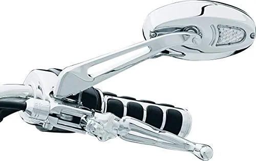 Kuryakyn 1431 Motorcycle Handlebar Accessory: Rear View Side Mirrors with Flat Glass and LED Turn Signal/Blinker Lights, Chrome, 1 Pair