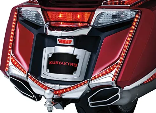 Kuryakyn 3237 Motorcycle Lighting Accessory: Vertical Rear LED Running/Brake Light Strips with Red Lenses for 2012-17 Honda Gold Wing GL1800 & F6B Motorcycles, Chrome, 1 Pair