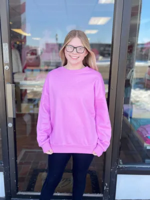 Ladies Pink Cozy Crewneck Pullover