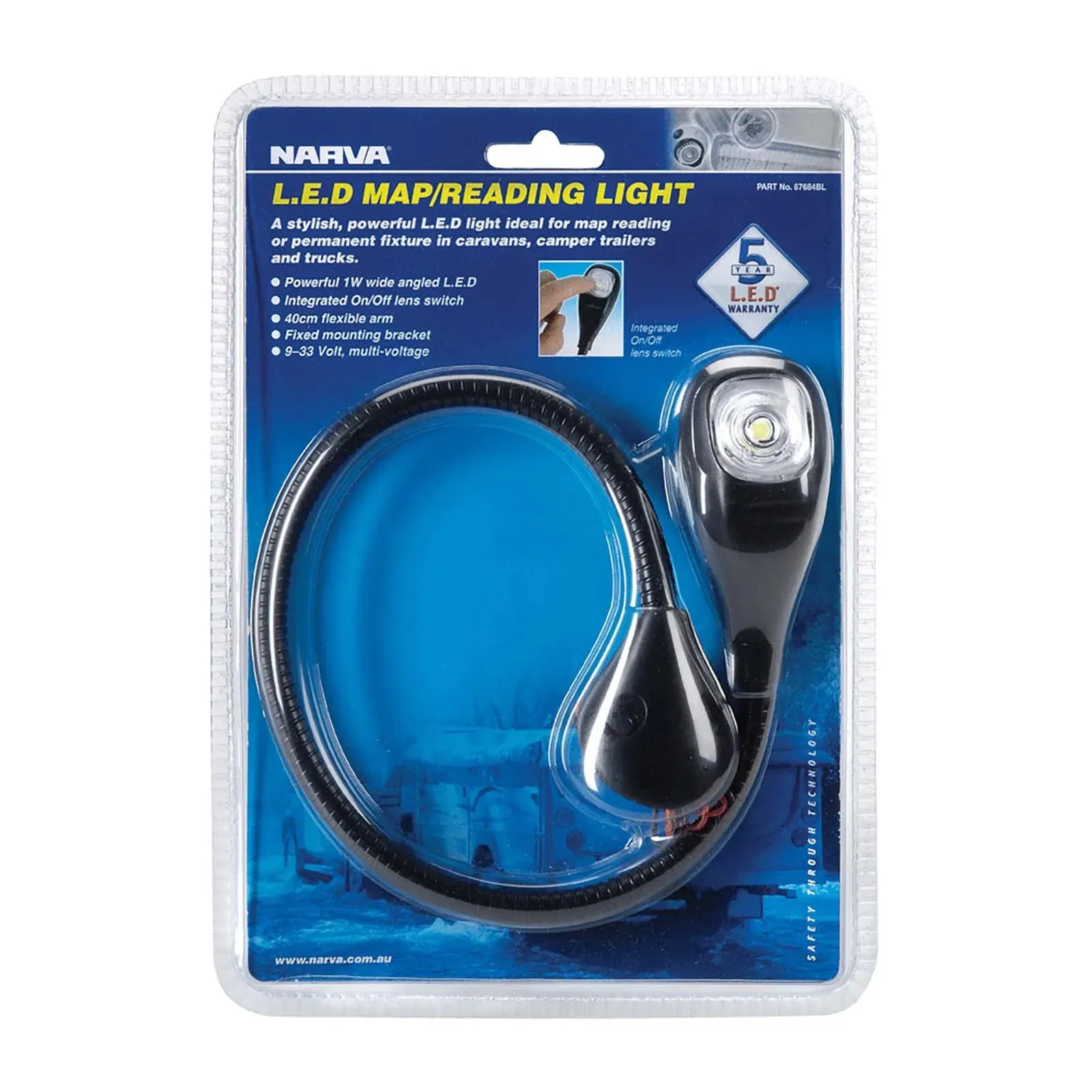 Led Map Light 400mm Flexible Arm and Fixed Mounting Bracket