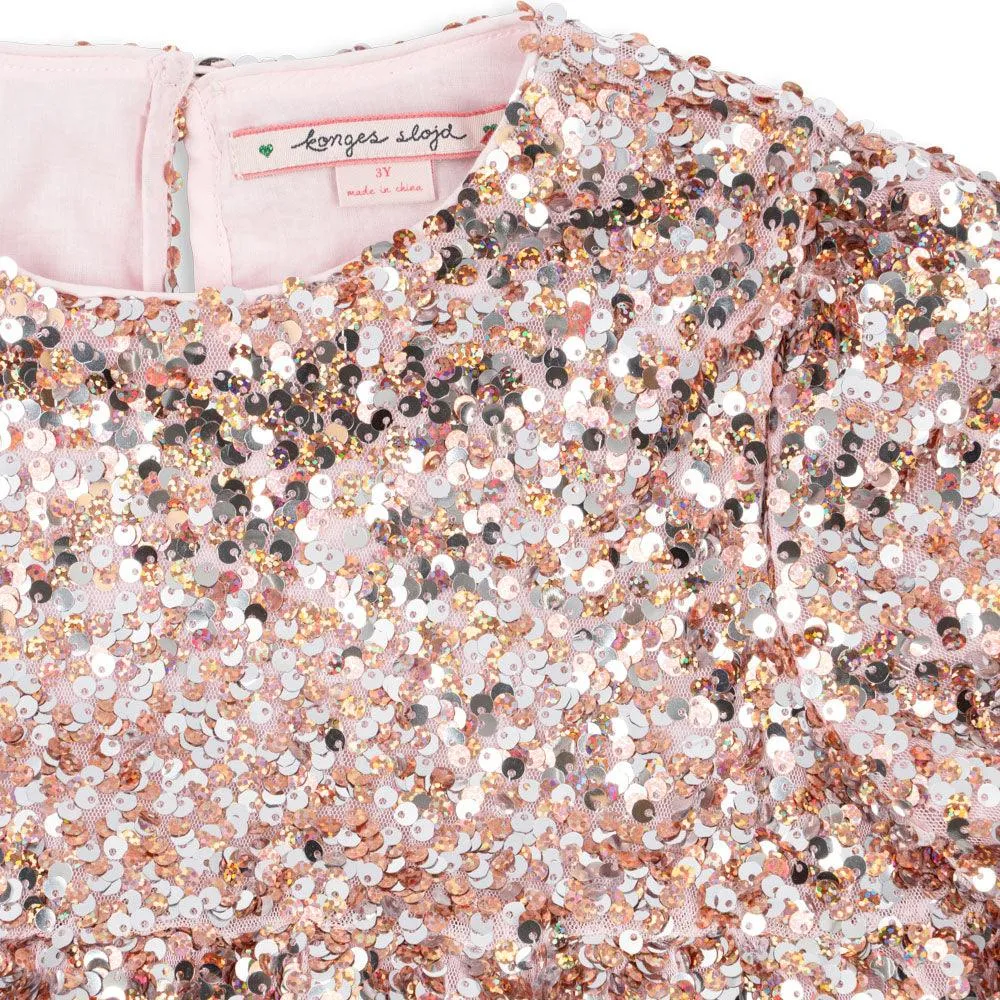 Lila Long Sleeved Sequinned Party Dress (Rose)