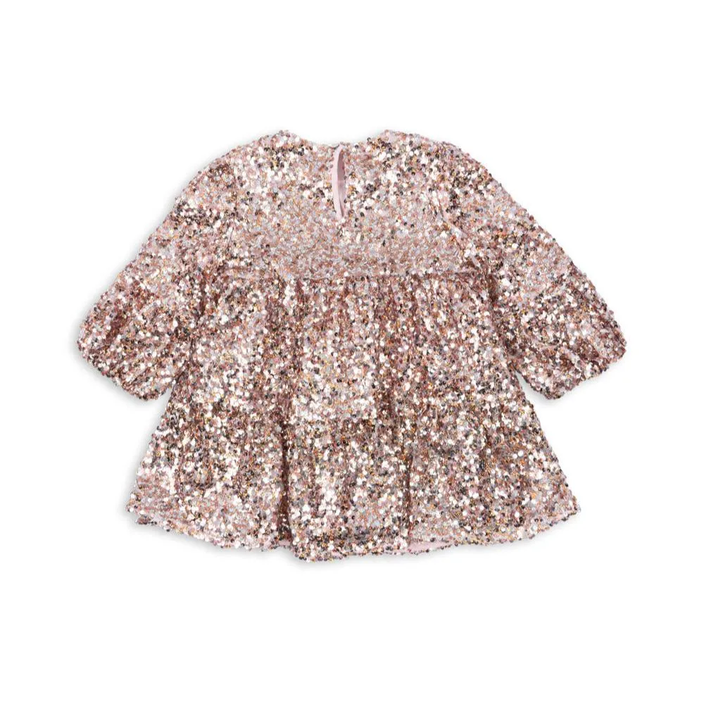 Lila Long Sleeved Sequinned Party Dress (Rose)