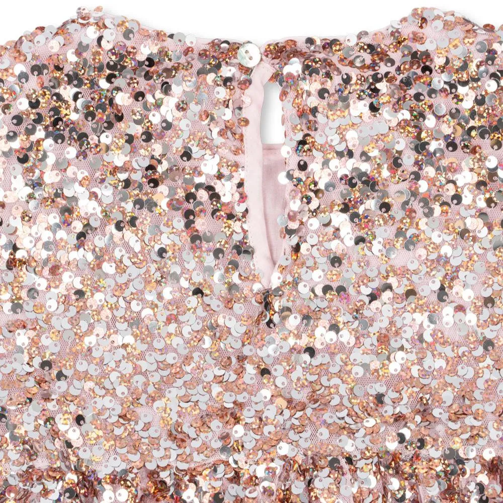 Lila Long Sleeved Sequinned Party Dress (Rose)