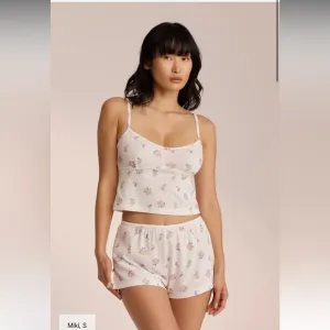Lounge Floral Print Sleepwear Set - White with pants