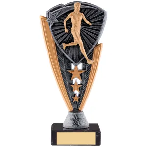 Male Runner Utopia Award with Engraved Plaque on Marble Base