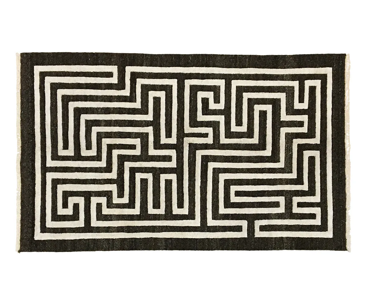 Maze Rug in Dark Natural Wool Limited Edition
