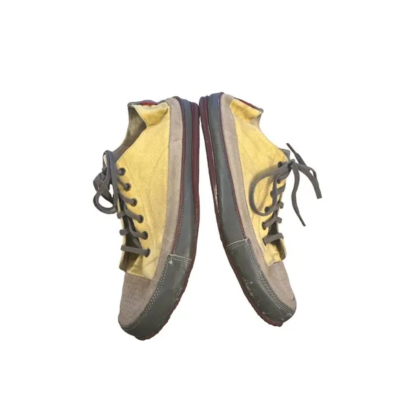 Men 12 Eric Meyer Medium Group Lace-Up Leather Sneakers Shoes Yellow Brown
