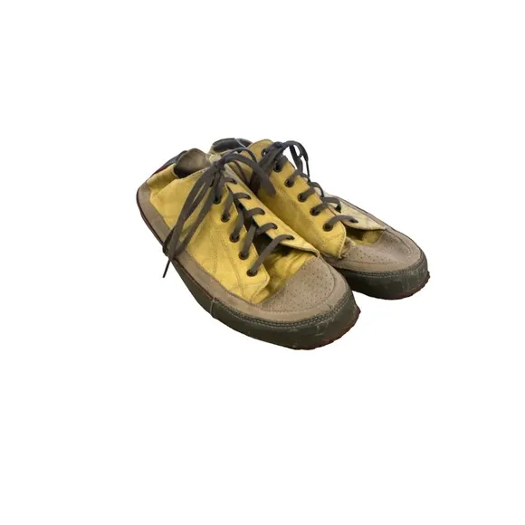 Men 12 Eric Meyer Medium Group Lace-Up Leather Sneakers Shoes Yellow Brown
