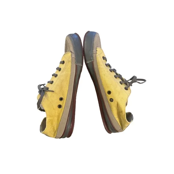 Men 12 Eric Meyer Medium Group Lace-Up Leather Sneakers Shoes Yellow Brown