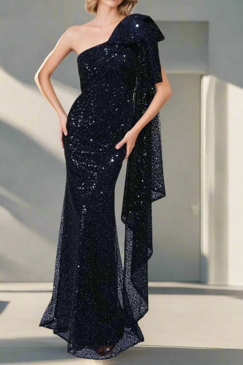 Mermaid Sleeveless One Shoulder Mother of The Bride Dresses with Bowknot