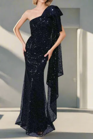 Mermaid Sleeveless One Shoulder Mother of The Bride Dresses with Bowknot