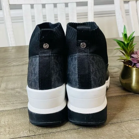 Michael Kors Skyler Stretch-Knit Black Logo Sock Booties Sneaker Size 7.5