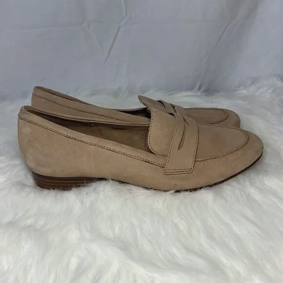 Naturalizer Juliette 2 Tan Suede Penny Loafer Flats Sz 8M
