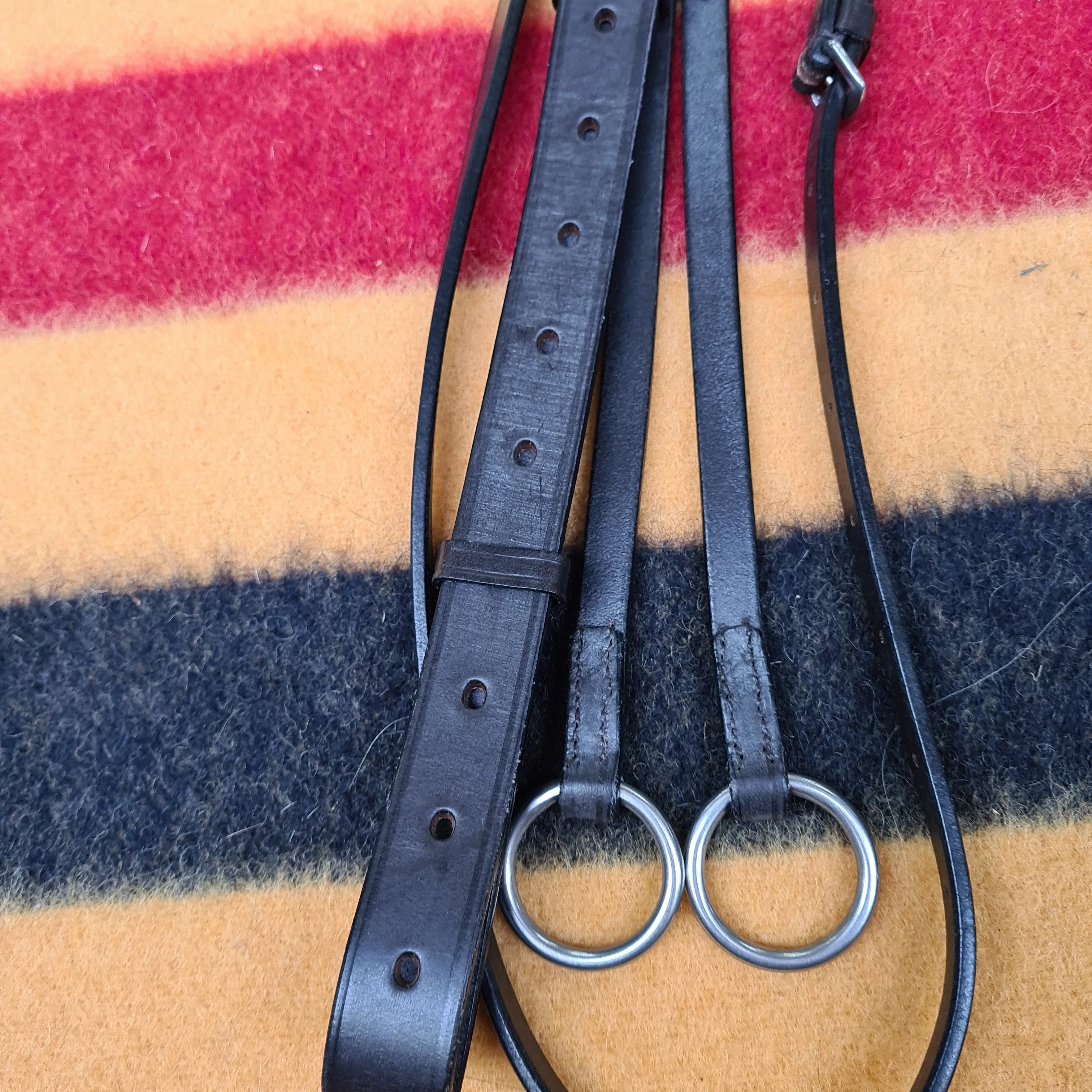 New dever black and brown english leather running martingale size pony FREE POSTAGE *
