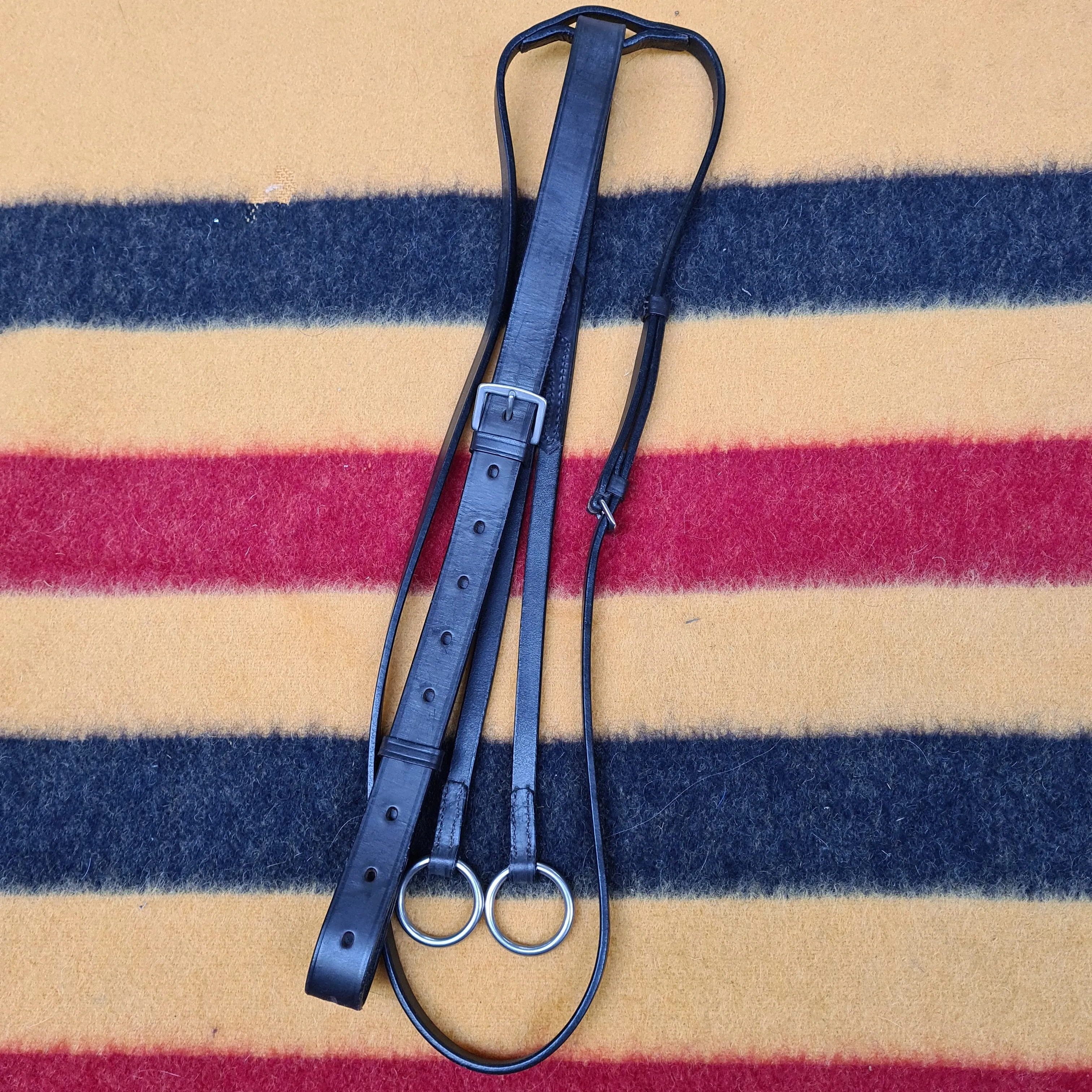 New dever black and brown english leather running martingale size pony FREE POSTAGE *