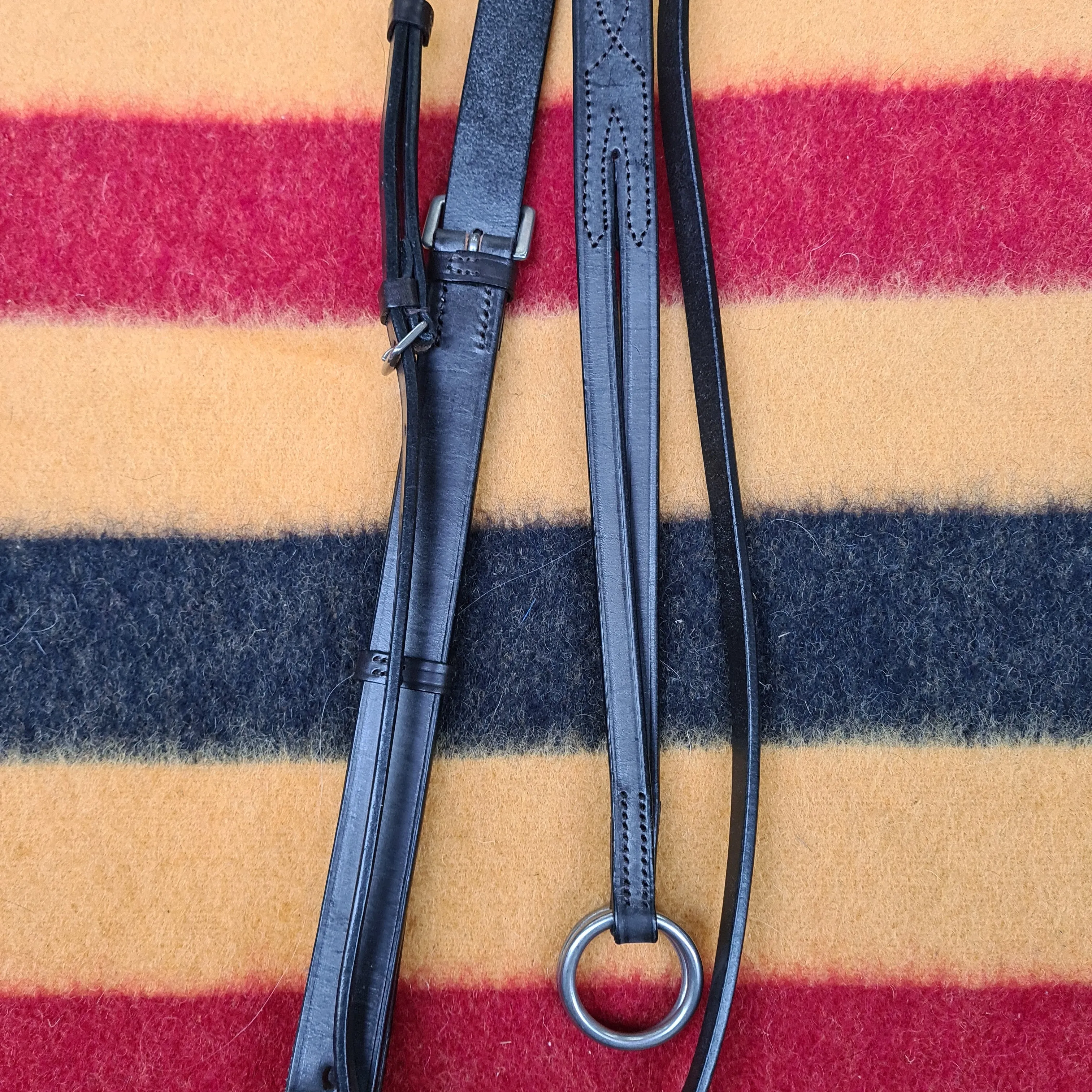 New dever black and brown english leather running martingale size pony FREE POSTAGE *