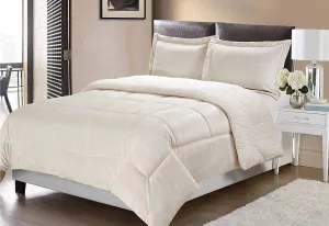 New Swift Home Collection Ultra-Plush Reversible Micromink and Sherpa 3-Piece Down Alternative Comforter with Pillow Shams, Luxury Bedding Set, Hypoallergenic, Ivory, Queen