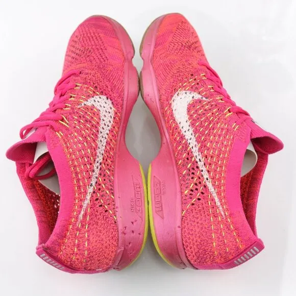 Nike Womens Flyknit Zoom Agility Running Shoe Size 7 Knit Trainer Sneaker Pink