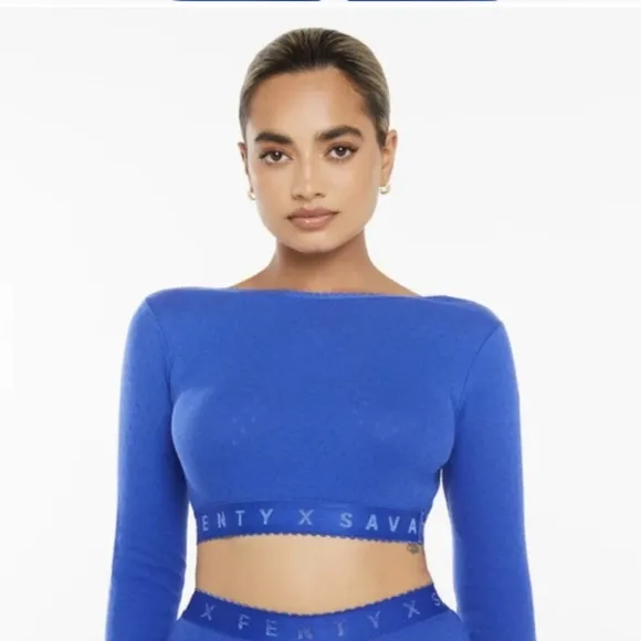 NWT Savage X Fenty jersey pajamas set, blue sz small &amp; x-small
