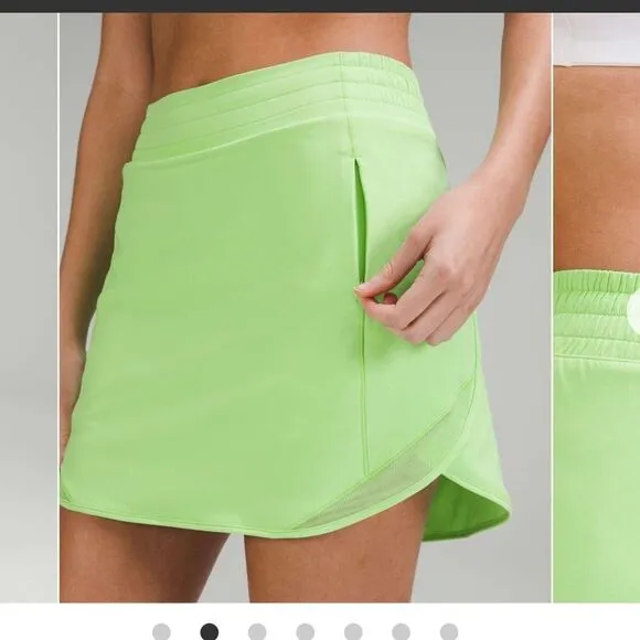 NWT New LULULEMON Hotty Hot High Rise Skirt Skort Scream Green Light SCGL 4 Long