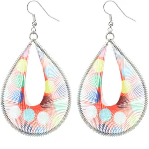 Orange Multicolor Woven Polka Dot Earrings