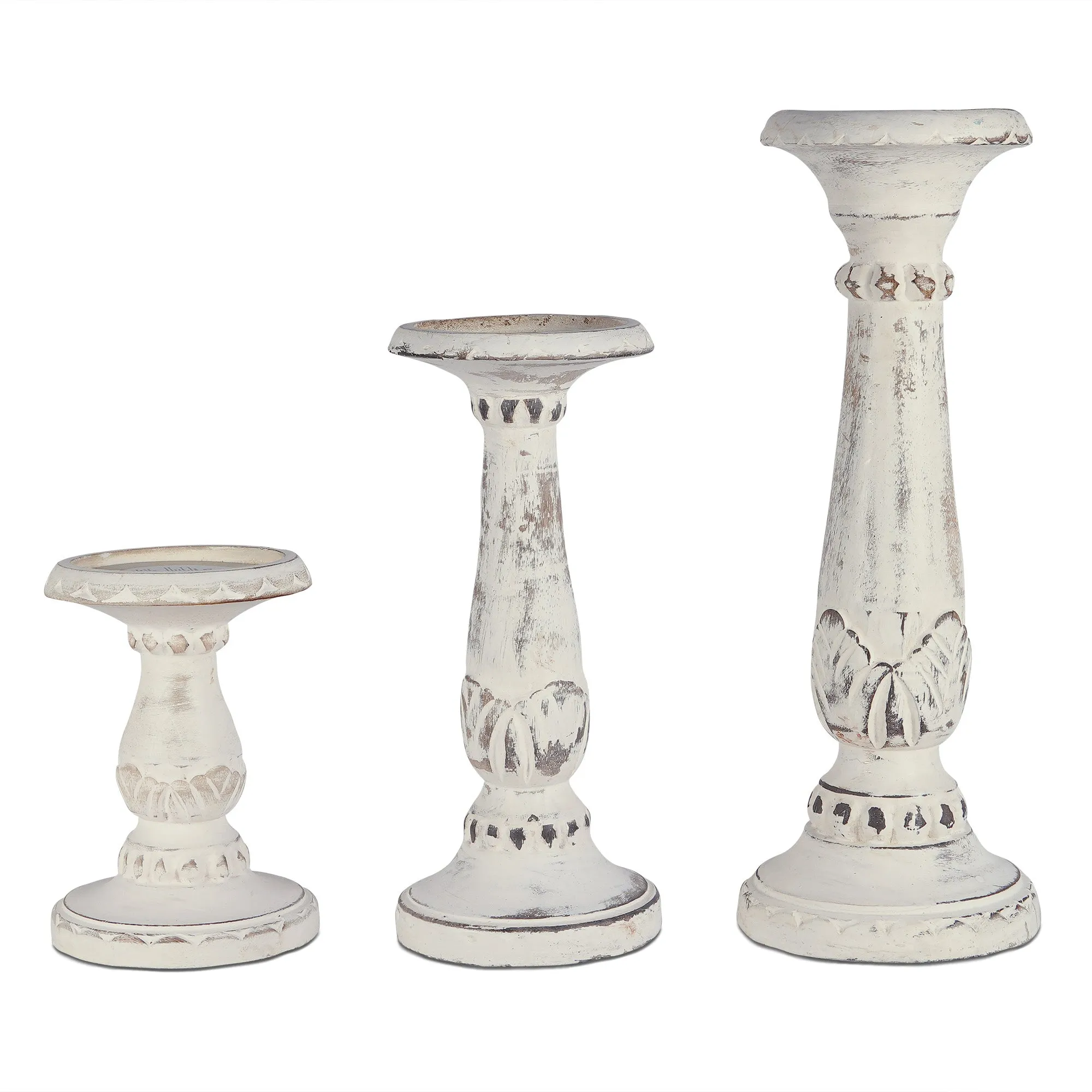 Pakshi Pillar Candleholder Set - White